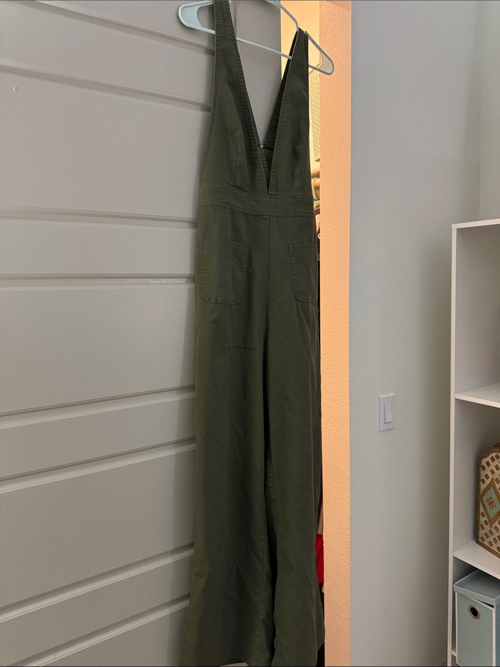 Sincerely Jules Olive Green Deep V-Waist Wide-Leg Jumpsuit